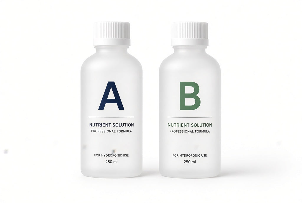 Loamless A+B hydroponic nutrient solution for indoor plants.