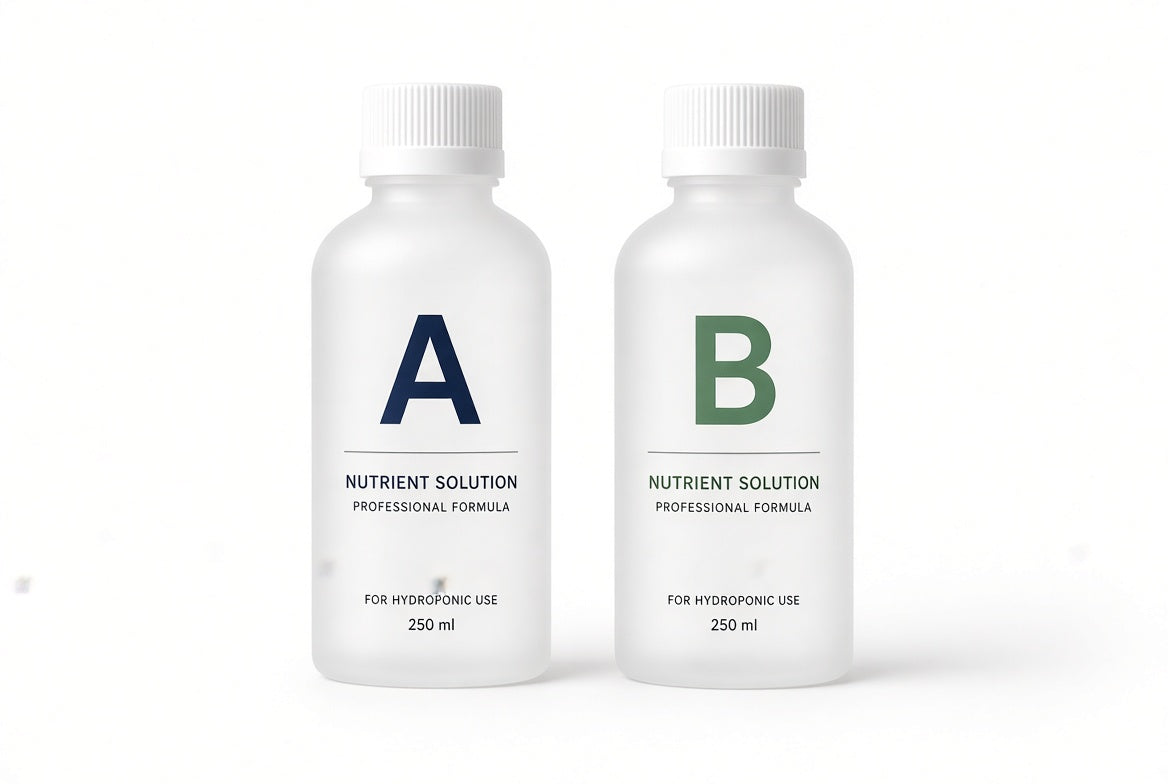 Loamless A+B hydroponic nutrient solution for indoor plants.