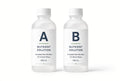 Loamless A+B hydroponic nutrient solution bottles.